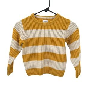 Max Striped Chunky Crewneck Knit Sweater 3-4 Years Mustard Yellow Coastal